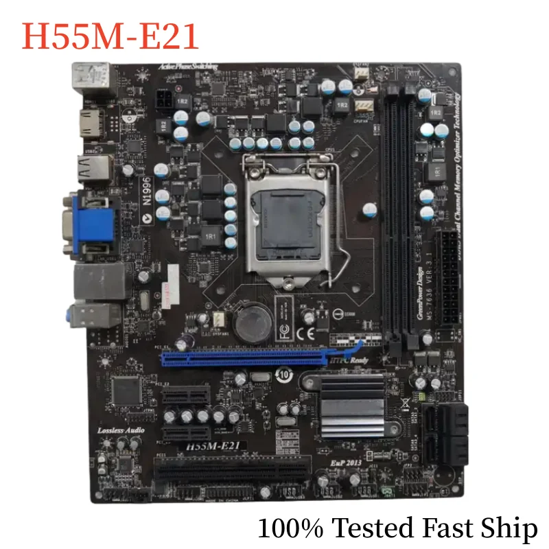 MSI H55M-E21  H55 8GB LGA 1156 DDR3 ũ ATX κ, 100% ׽Ʈ Ϸ,  
